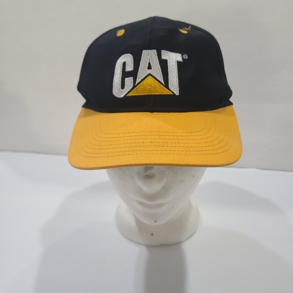 Caterpillar Black and Yellow Hat Cap men's One Size Ajustable - Picture 1 of 5